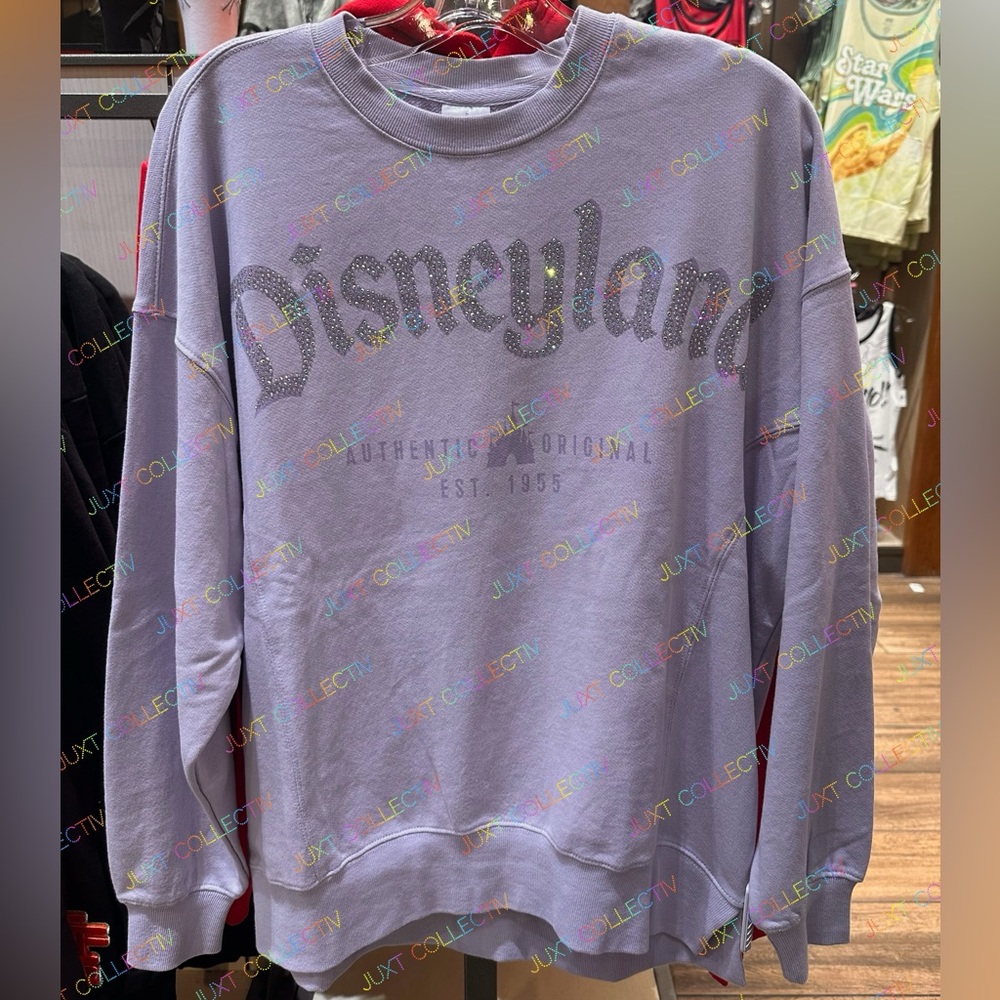 Disneyland Logo Authentic Original Castle Rhinestone Bling Pullover Sweatshirt